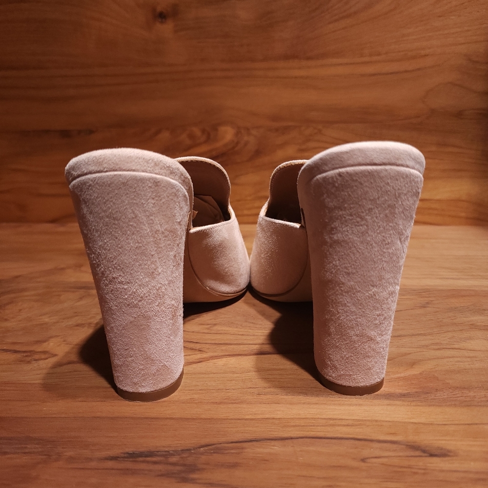 NEW - PARIS TEXAS Light Pink Suede Heeled Mules, made in Italy, size 39½ - Picture 3 of 8